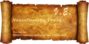 Veszelovszky Ervin névjegykártya